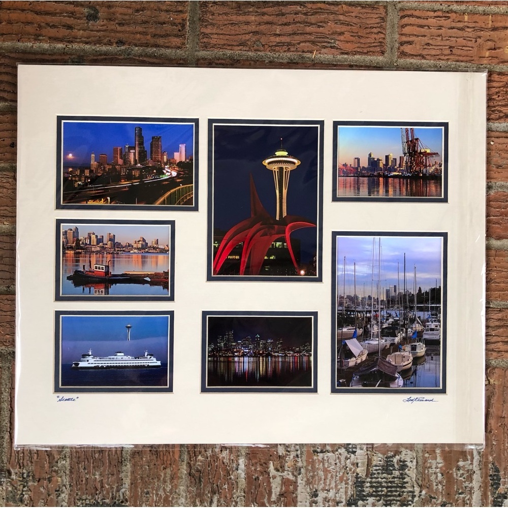 7 Professional Photographs Around Seattle WA Professionally Matted & Signed